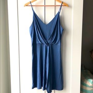 Women’s soft jersey knit faux wrap dress front